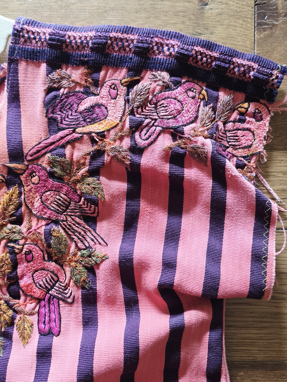 Arloom Vintage Huipil Top Pink With Purple Stripes - Picture 11 of 12